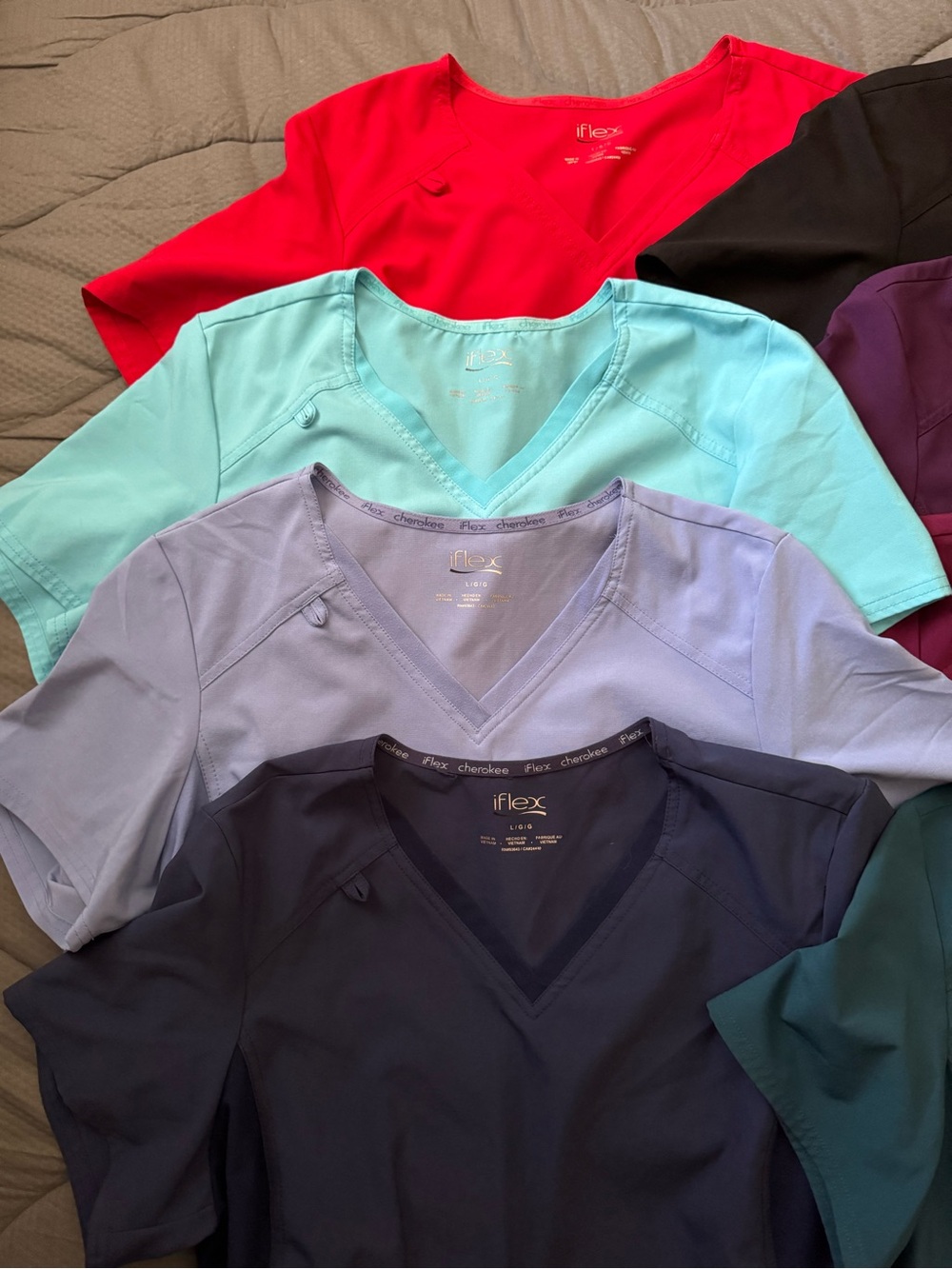 Bundle of Cherokee iFlex Scrub tops- 8 tops! - Picture 2 of 6